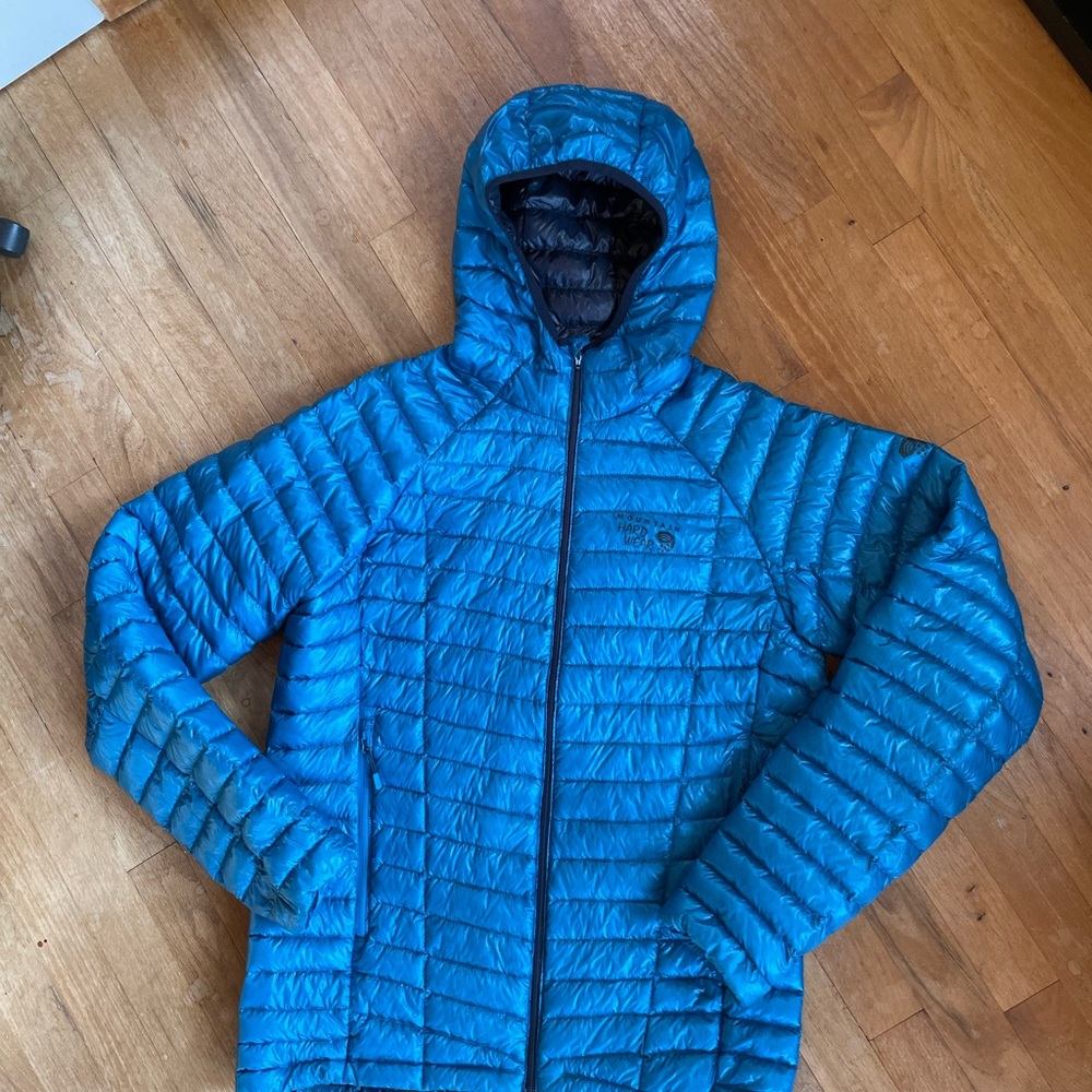 Mountain Hardwear Men's Teal Hooded Puffer Jacket